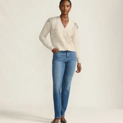 Bestickter Cardigan mit V-Ausschnitt für Damen