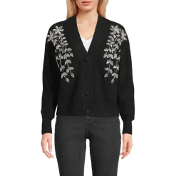 Bestickter Cardigan mit V-Ausschnitt für Damen