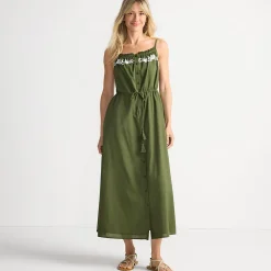 Besticktes Baumwollkleid für Damen