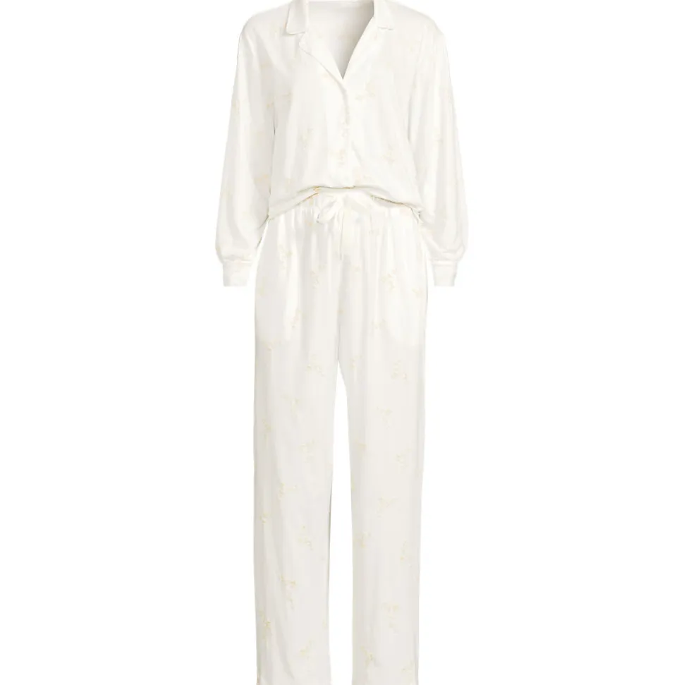 Besticktes Pyjama Set aus Baumwoll-Jersey für Damen