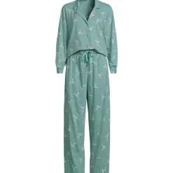 Besticktes Pyjama Set aus Baumwoll-Jersey für Damen