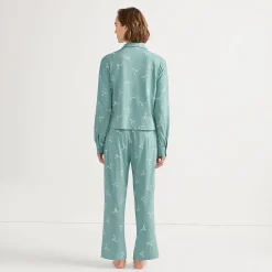Besticktes Pyjama Set aus Baumwoll-Jersey für Damen