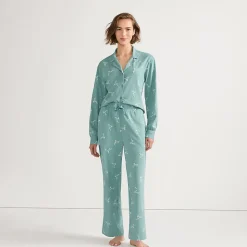 Besticktes Pyjama Set aus Baumwoll-Jersey für Damen