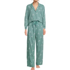 Besticktes Pyjama Set aus Baumwoll-Jersey für Damen