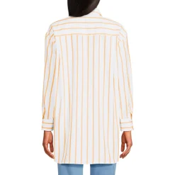 Bügelfreie, lange Baumwoll-Hemdbluse für Damen