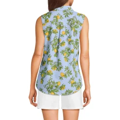 Bügelleichte ärmellose Hemdbluse für Damen