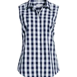 Bügelleichte ärmellose Hemdbluse für Damen