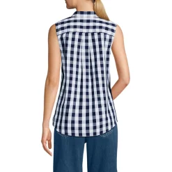Bügelleichte ärmellose Hemdbluse für Damen