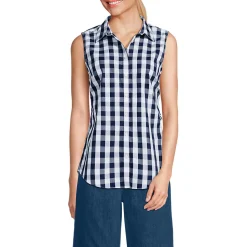Bügelleichte ärmellose Hemdbluse für Damen