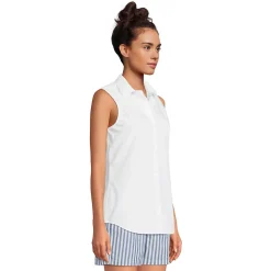 Bügelleichte ärmellose Hemdbluse für Damen