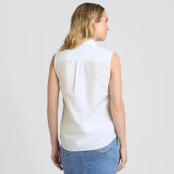 Bügelleichte ärmellose Hemdbluse für Damen