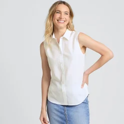 Bügelleichte ärmellose Hemdbluse für Damen