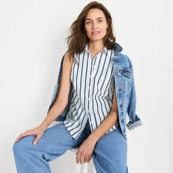 Bügelleichte ärmellose Hemdbluse für Damen