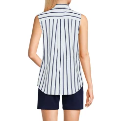 Bügelleichte ärmellose Hemdbluse für Damen