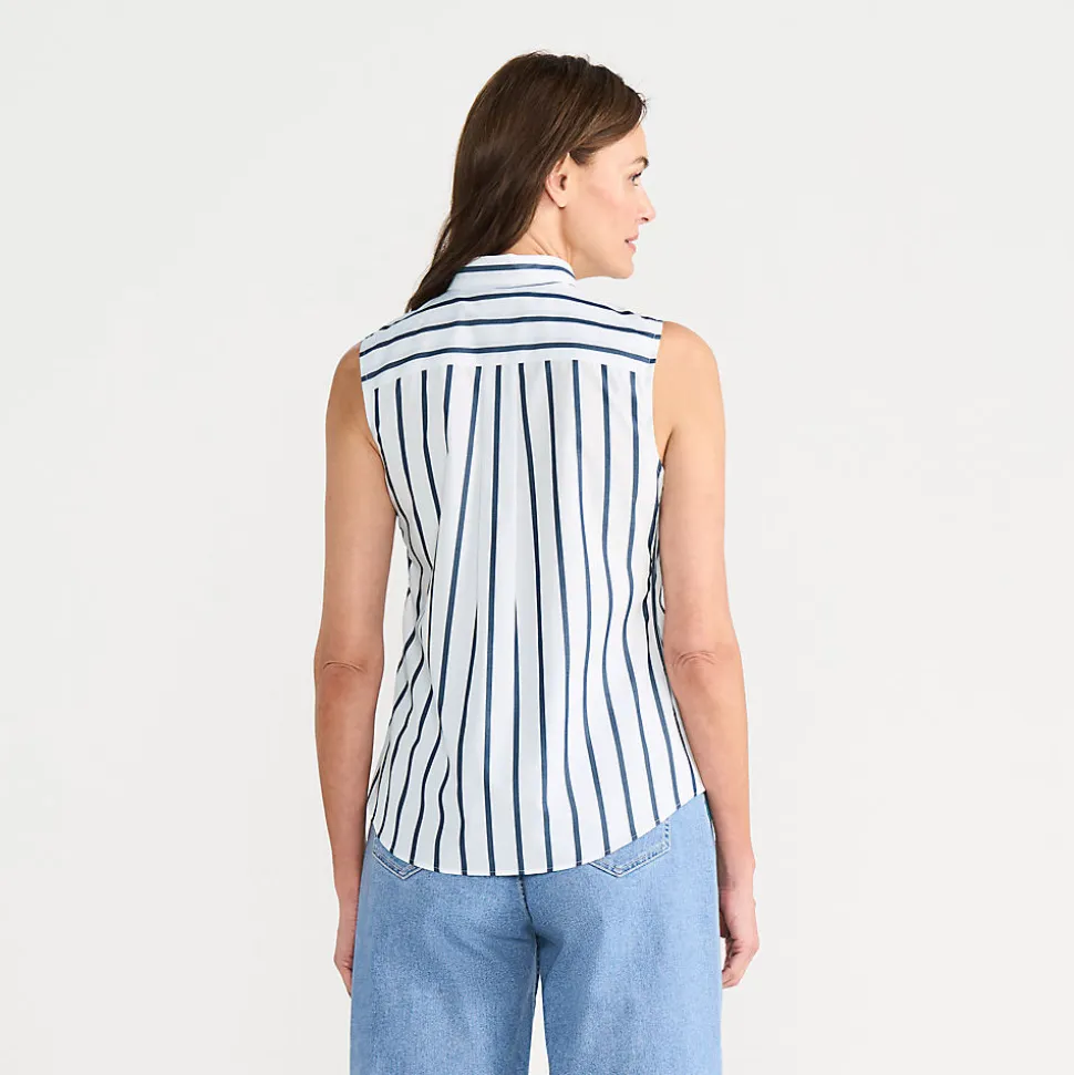 Bügelleichte ärmellose Hemdbluse für Damen