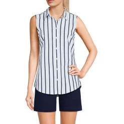 Bügelleichte ärmellose Hemdbluse für Damen