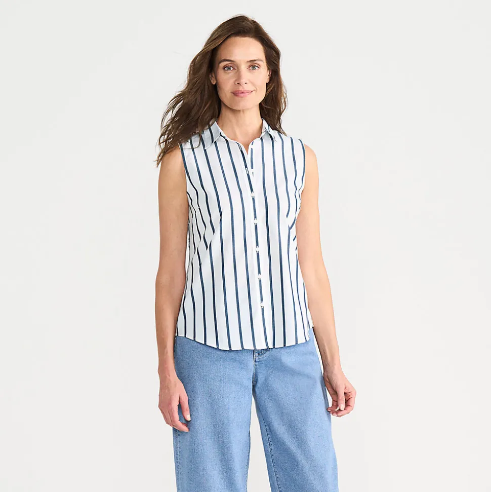 Bügelleichte ärmellose Hemdbluse für Damen
