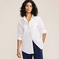 Bügelleichtes Langarmhemd im Boyfriend-Look für Damen