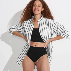 Bikinihose zum Umschlagen, High Waist, für Damen