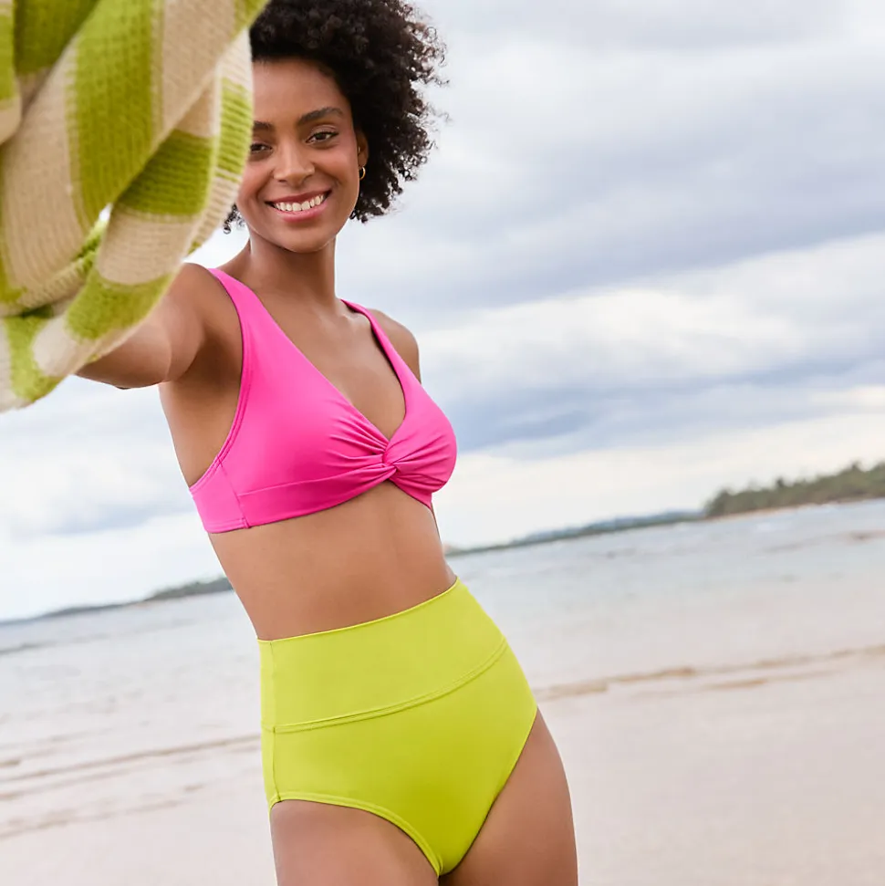 Bikinihose zum Umschlagen, High Waist, für Damen
