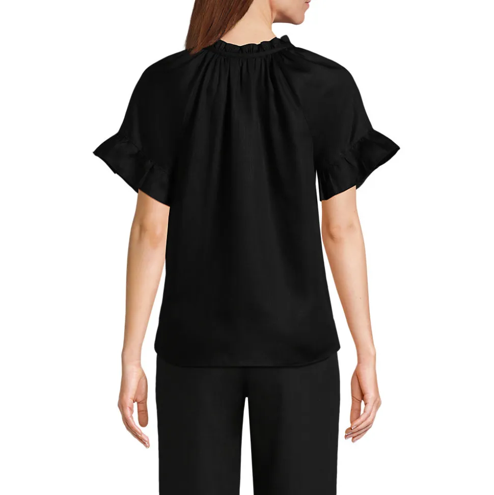 Bluse aus TENCEL mit Rüschenkragen für Damen