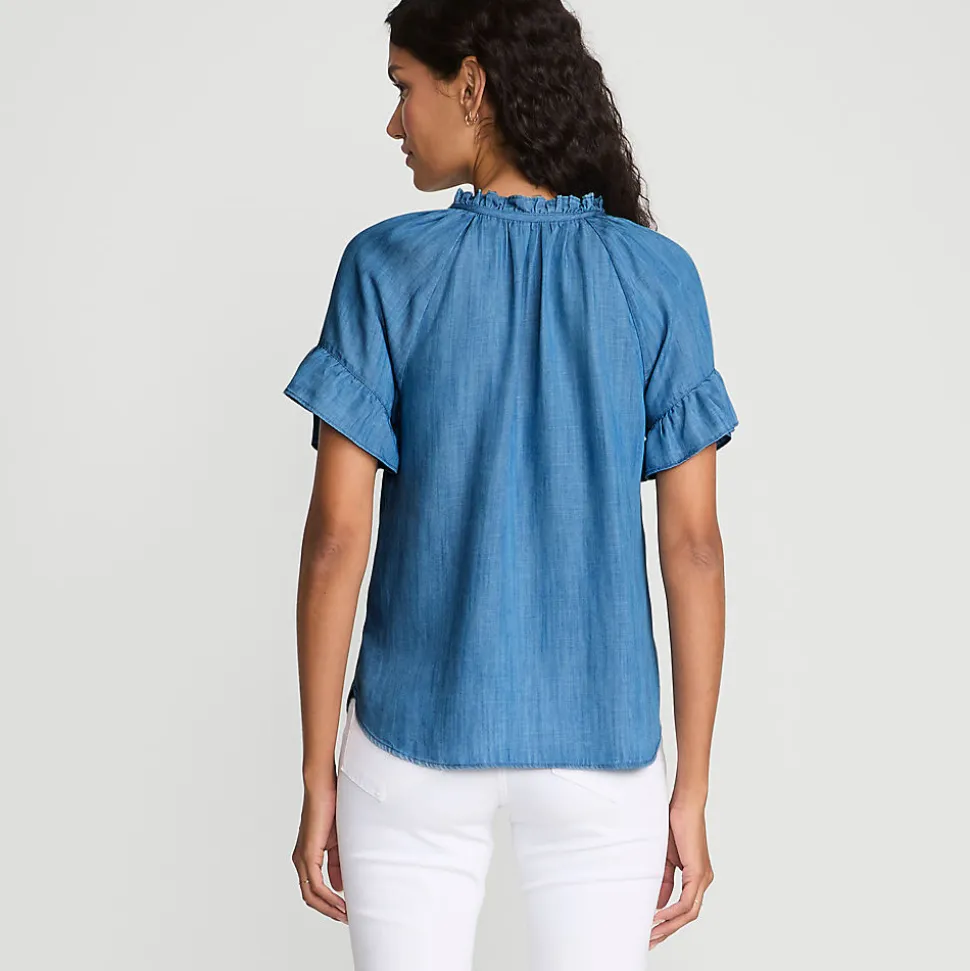 Bluse aus TENCEL mit Rüschenkragen für Damen