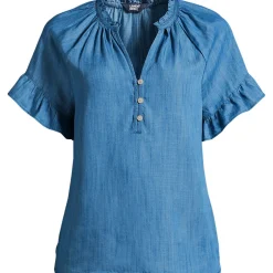 Bluse aus TENCEL mit Rüschenkragen für Damen