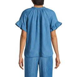 Bluse aus TENCEL mit Rüschenkragen für Damen