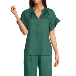 Bluse aus TENCEL mit Rüschenkragen für Damen