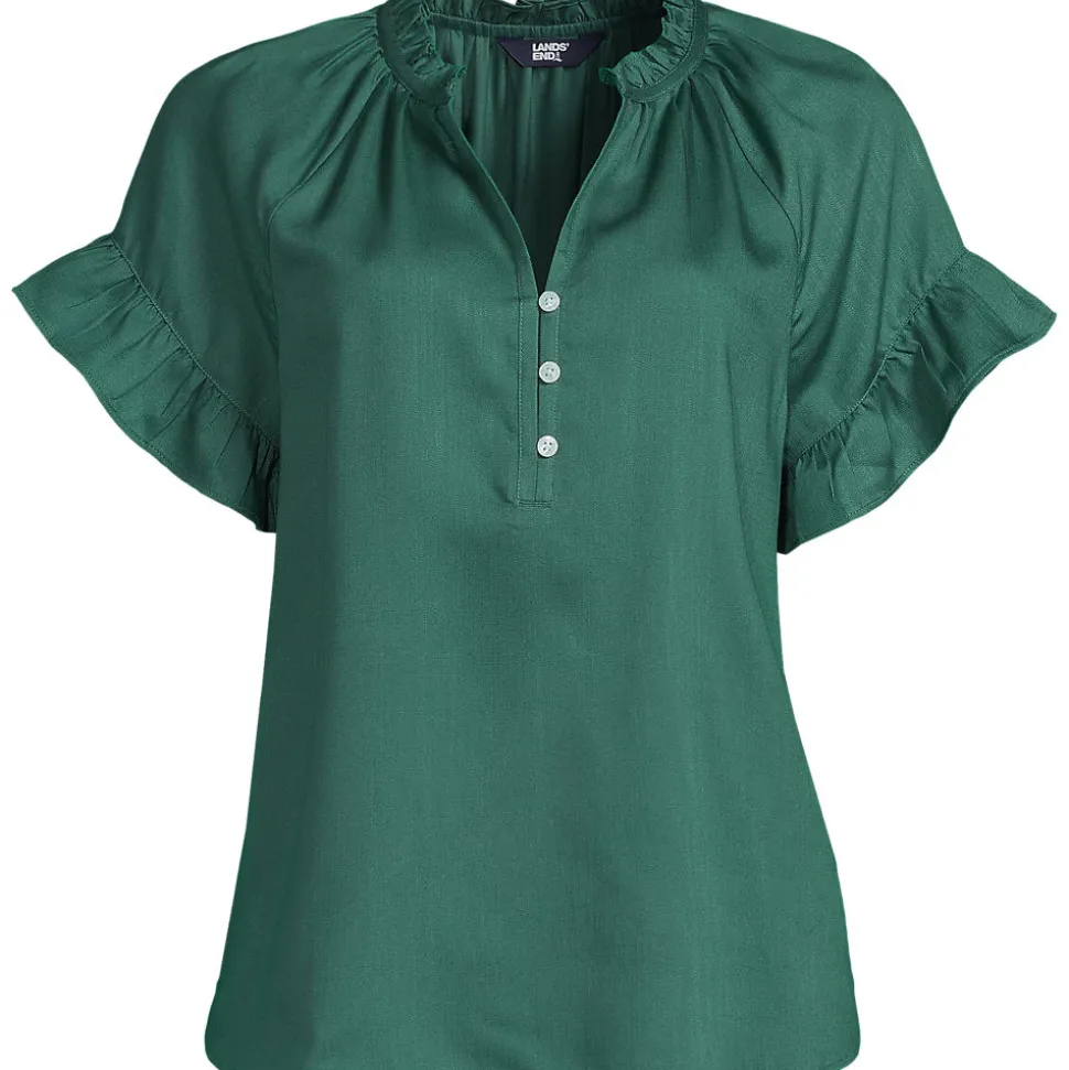 Bluse aus TENCEL mit Rüschenkragen für Damen