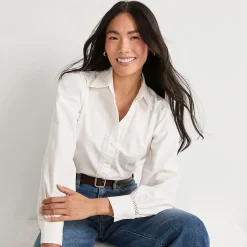 Bluse mit Häkelborte aus Baumwolle für Damen
