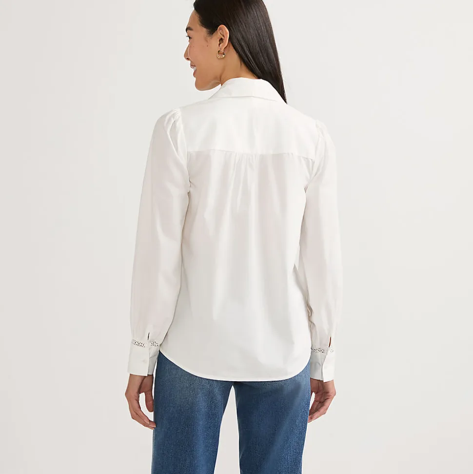 Bluse mit Häkelborte aus Baumwolle für Damen