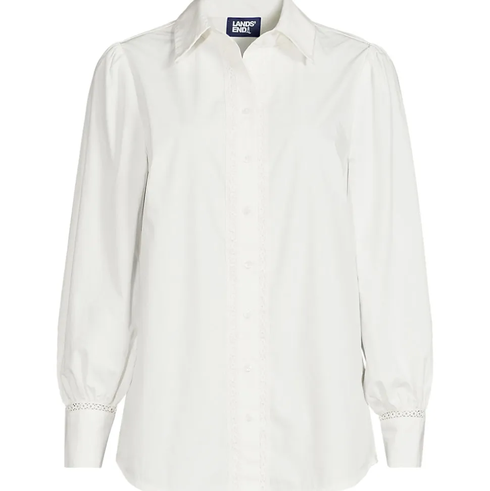 Bluse mit Häkelborte aus Baumwolle für Damen