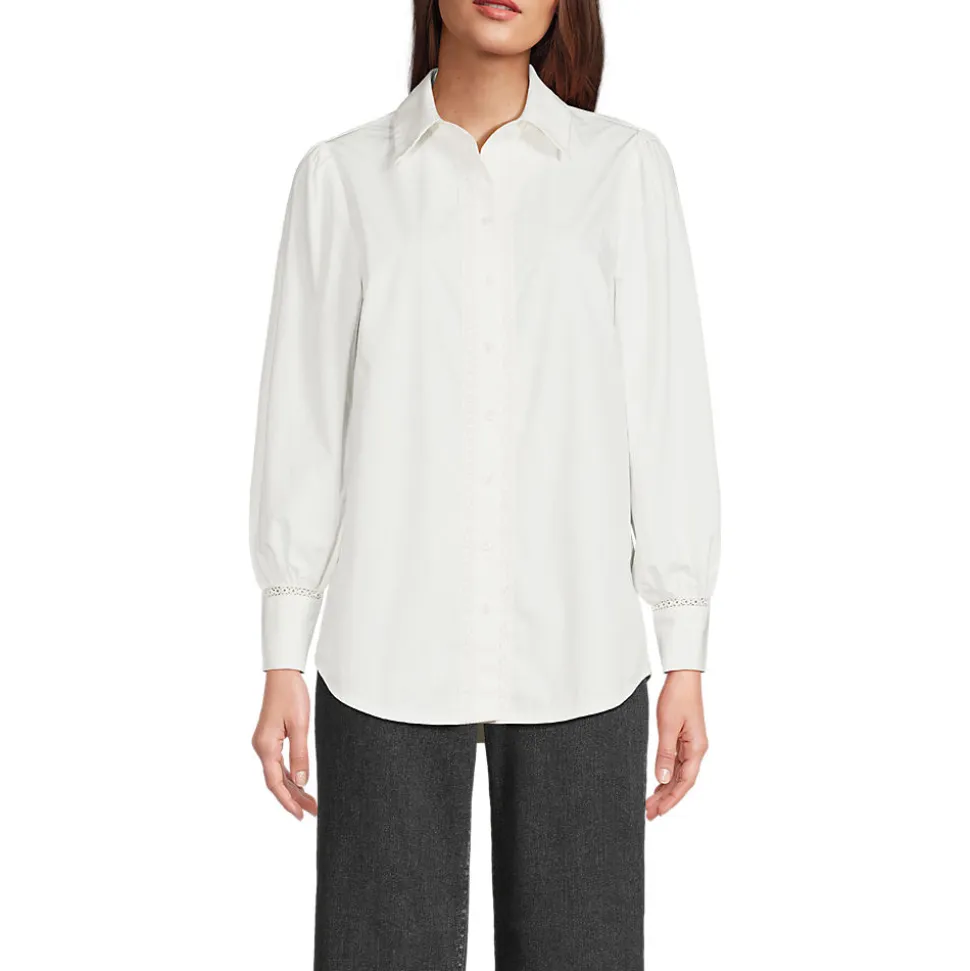 Bluse mit Häkelborte aus Baumwolle für Damen