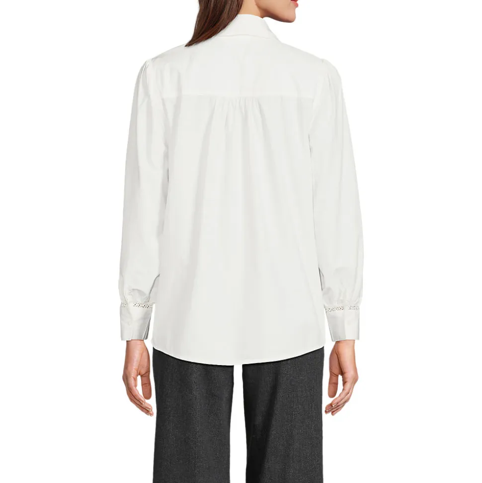 Bluse mit Häkelborte aus Baumwolle für Damen