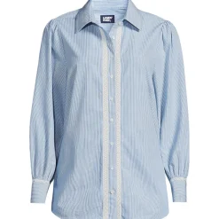 Bluse mit Häkelborte aus Baumwolle für Damen