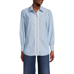 Bluse mit Häkelborte aus Baumwolle für Damen