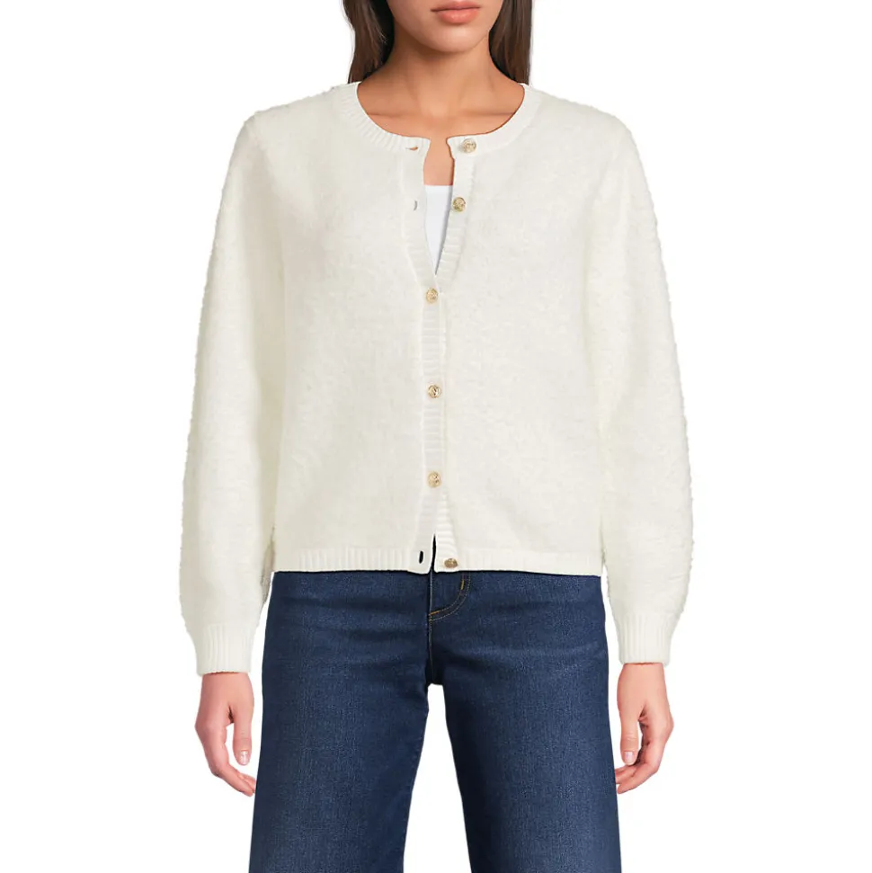 Bouclé-Cardigan mit goldfarbenen Knöpfen für Damen
