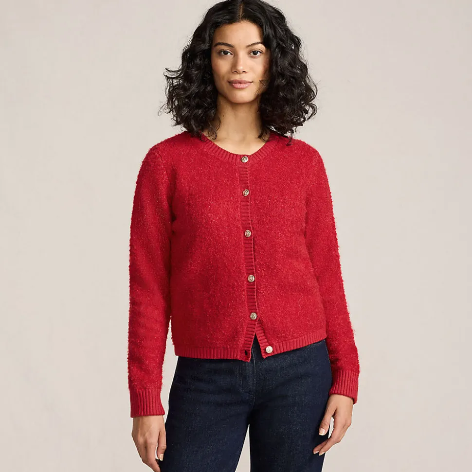 Bouclé-Cardigan mit goldfarbenen Knöpfen für Damen