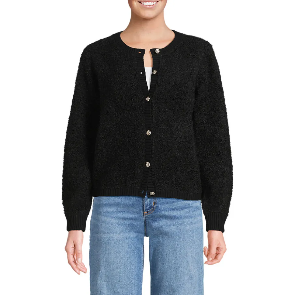 Bouclé-Cardigan mit goldfarbenen Knöpfen für Damen