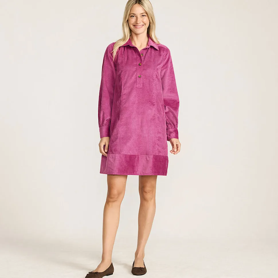 Breitcord-Hemdkleid für Damen