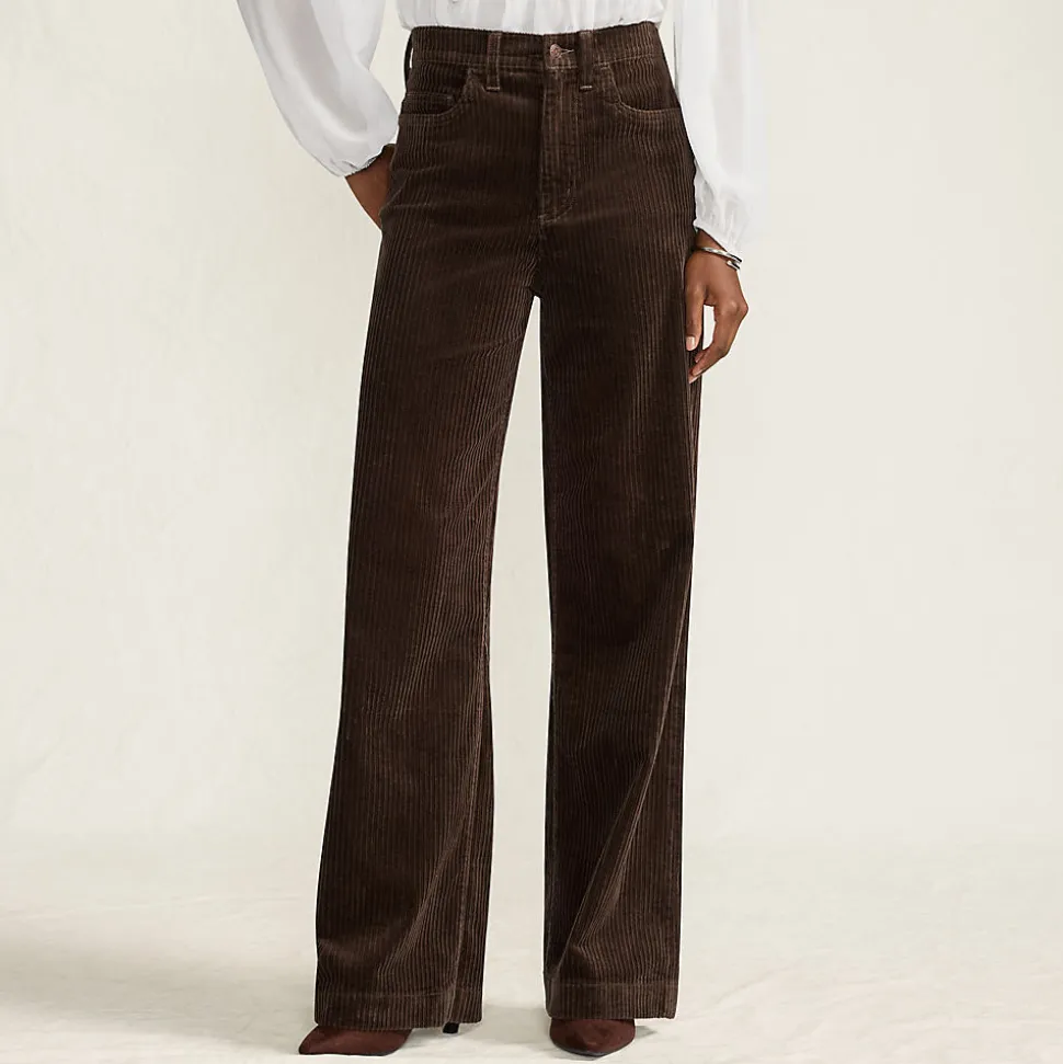 Breitcord-Hose High Waist mit weitem Bein für Damen