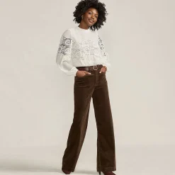 Breitcord-Hose High Waist mit weitem Bein für Damen