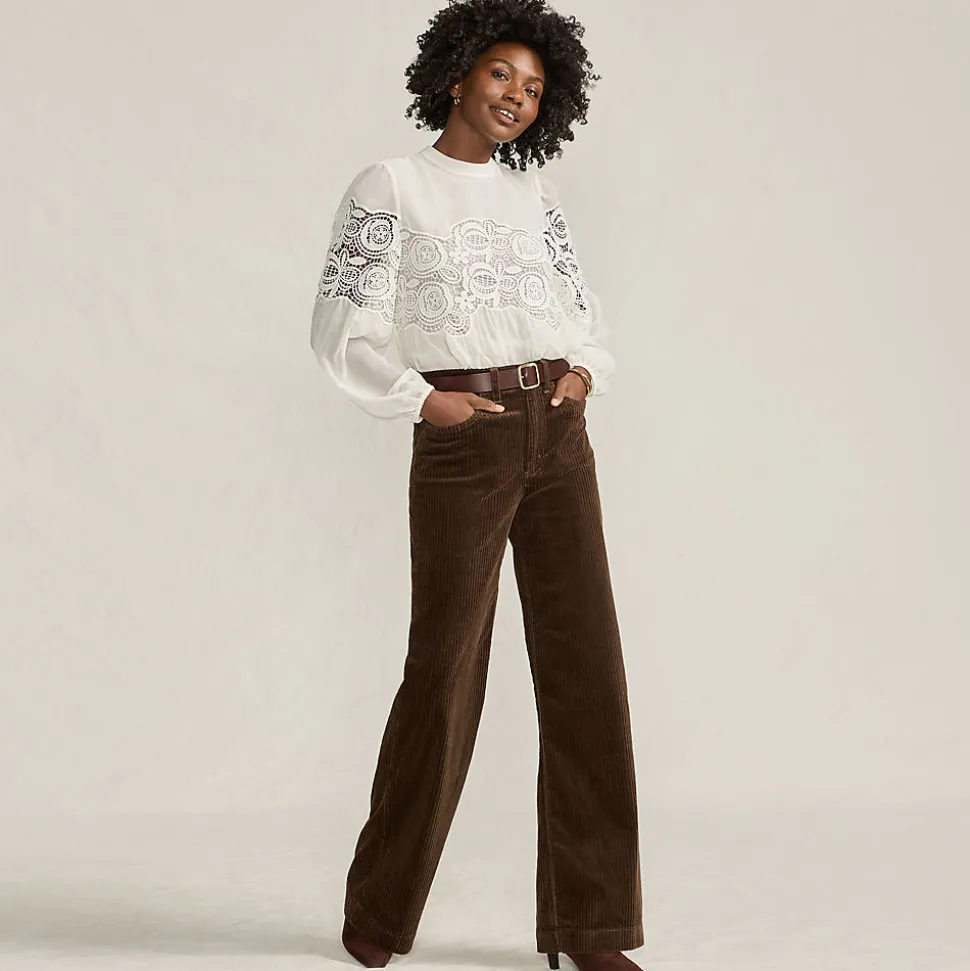 Breitcord-Hose High Waist mit weitem Bein für Damen