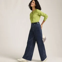 Breitcord-Hose High Waist mit weitem Bein für Damen