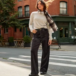 Breitcord-Hose High Waist mit weitem Bein für Damen