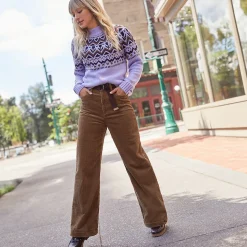 Breitcord-Hose High Waist mit weitem Bein für Damen