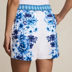 Bundfalten-Shorts aus Baumwoll-Popeline für Damen