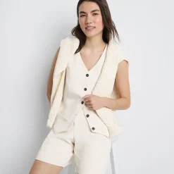 Bundfalten-Shorts aus Crêpe 18 cm für Damen