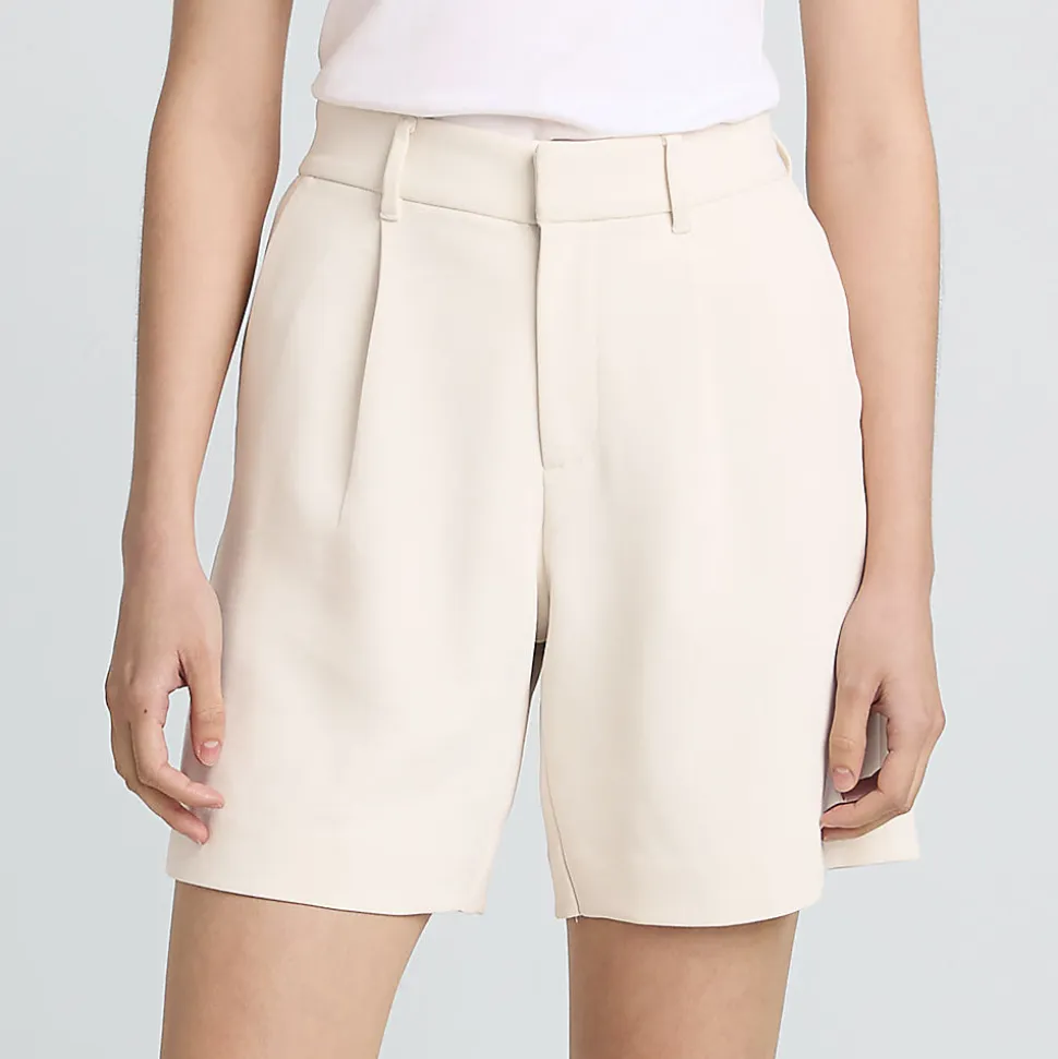 Bundfalten-Shorts aus Crêpe 18 cm für Damen